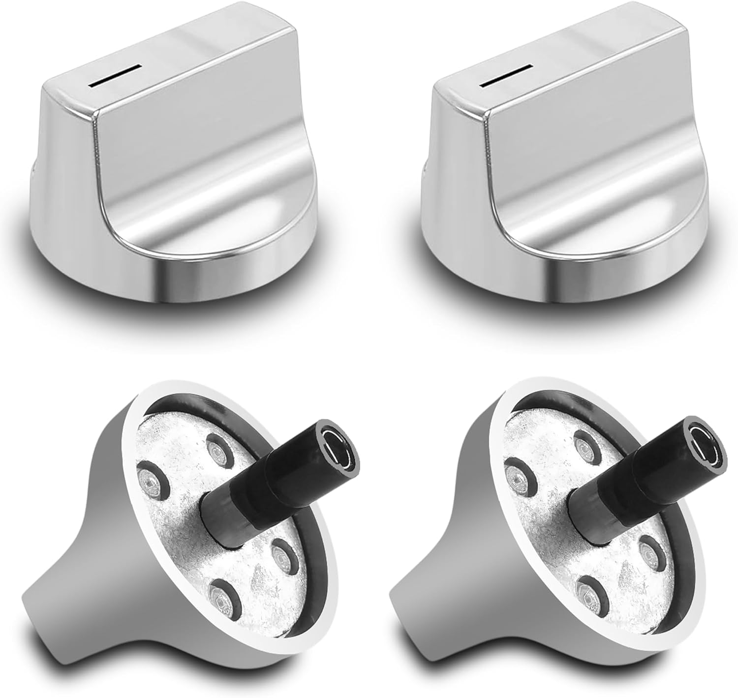 Upgraded (4Pcs) W11517334 Gas Stove Knobs Replacements for Whirlpool WEG515S0FS0/WEG515S0LZ1/WEG745H0FS1 Gas Ranges Oven Burner Cooktop Control Knobs, Replace Part W10850033/W11122869/W11458842