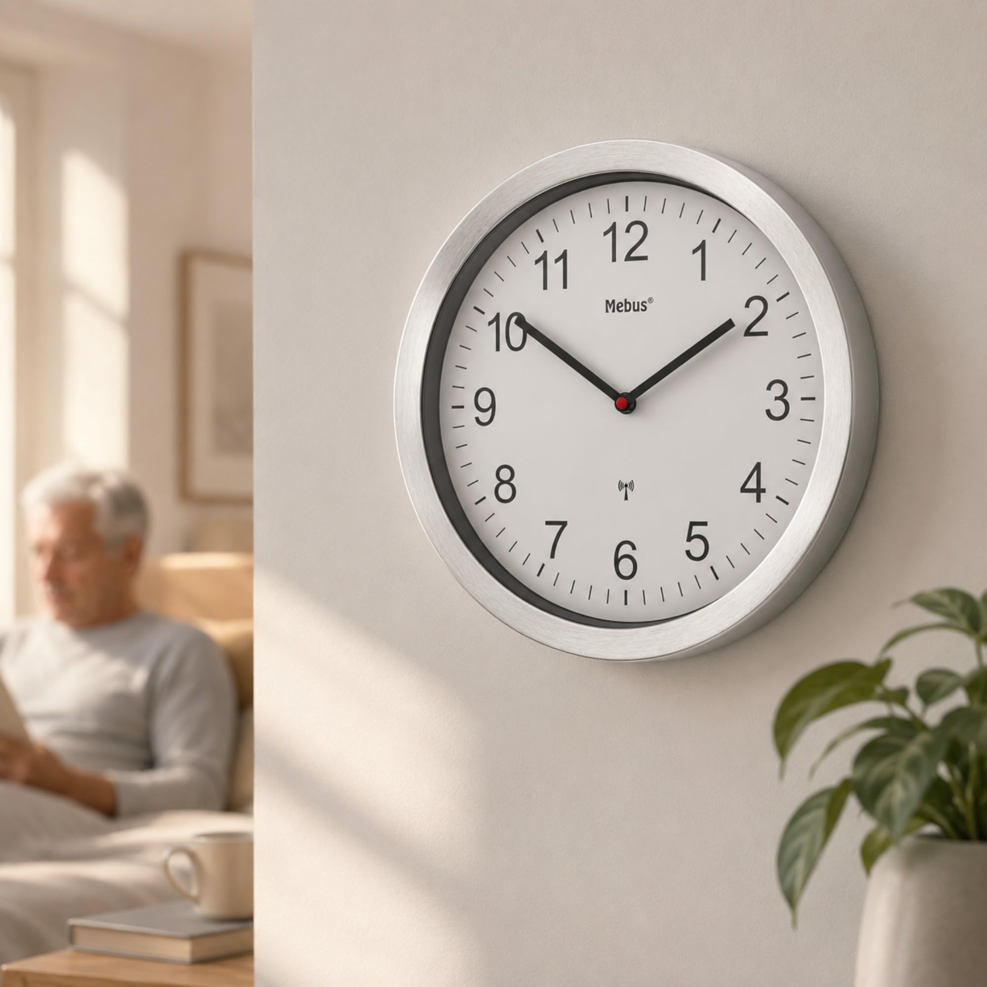 Reloj de Pared Extragrande, tamaño XXL, Radio, silencioso, sin segundero, Esfera Blanca, 45 cm de diámetro