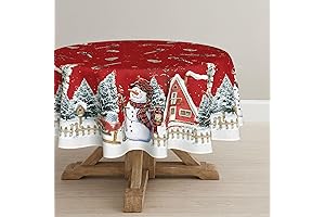 Horaldaily Christmas Tablecloth: Festive Round Table Cover for Holiday Cheer