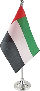 USA United Arab Emirates Table Flag, Stick Small Mini UAE Flag Office Table Flag on Stand with Stand Base, International Festival Decoration,UAE Theme Party Decoration,Home Desk Decoration