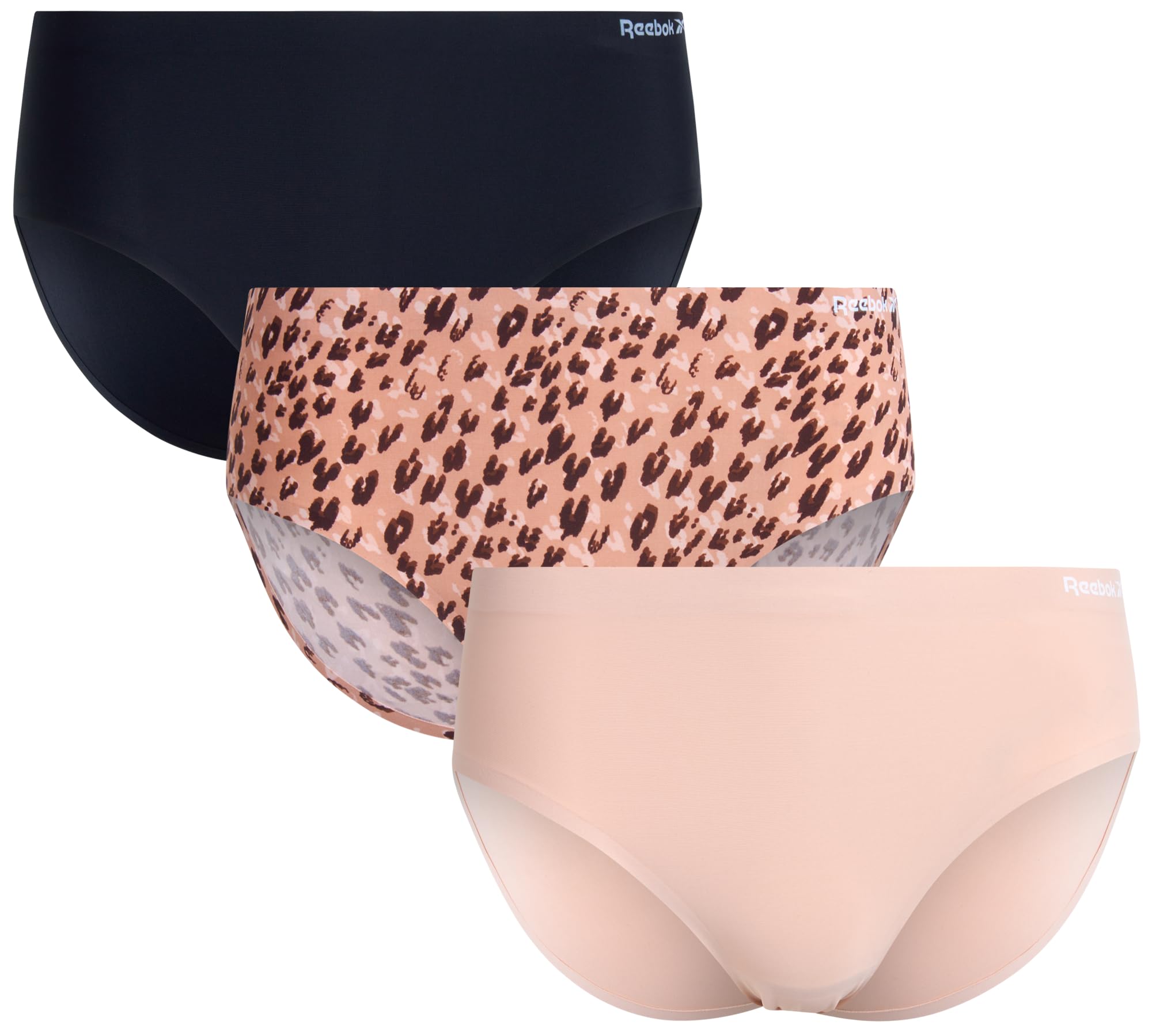 ReebokWomen's Hipster Panties - 3 Pack Tag Free Stretch Performance Stay-Put Seamless Underwear for Women (Sizes: S-XL)