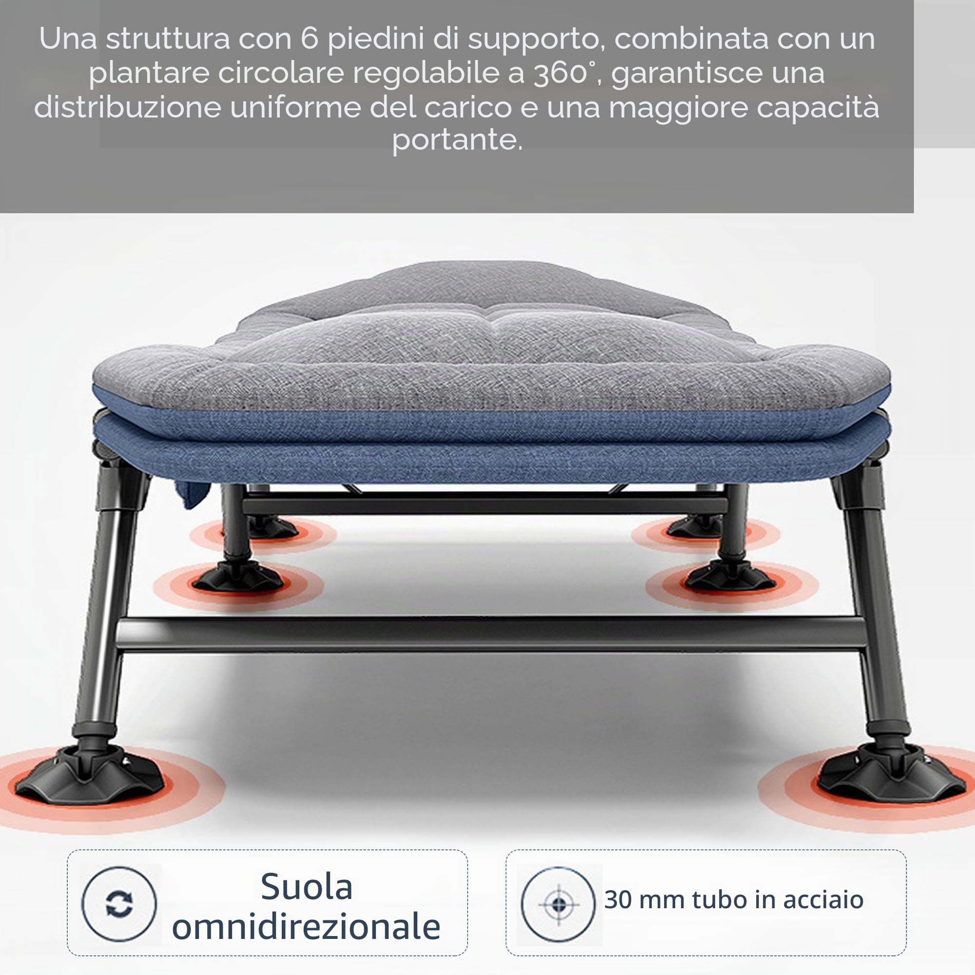 Set di 2 Brandina da Campeggio, Lettino da Campeggio per Adulti - Portatile Letto da Camping Leggero Pieghevole, Sdraio da Giardino per Esterno Terrazzo, 190x65x30cm, Caricabile Fino a 160 kg