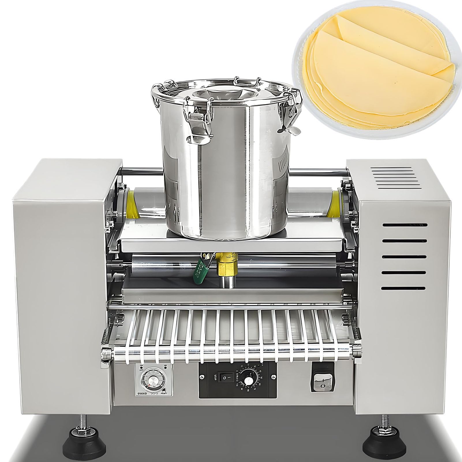 Maquina Panquecas E Crepes con Panel de Control Calentamiento Uniforme Grosor Uniforme Crepera Electrica Hace Pasteles en Capas Tortillas de Huevo Diámetro del Panqueque 8in
