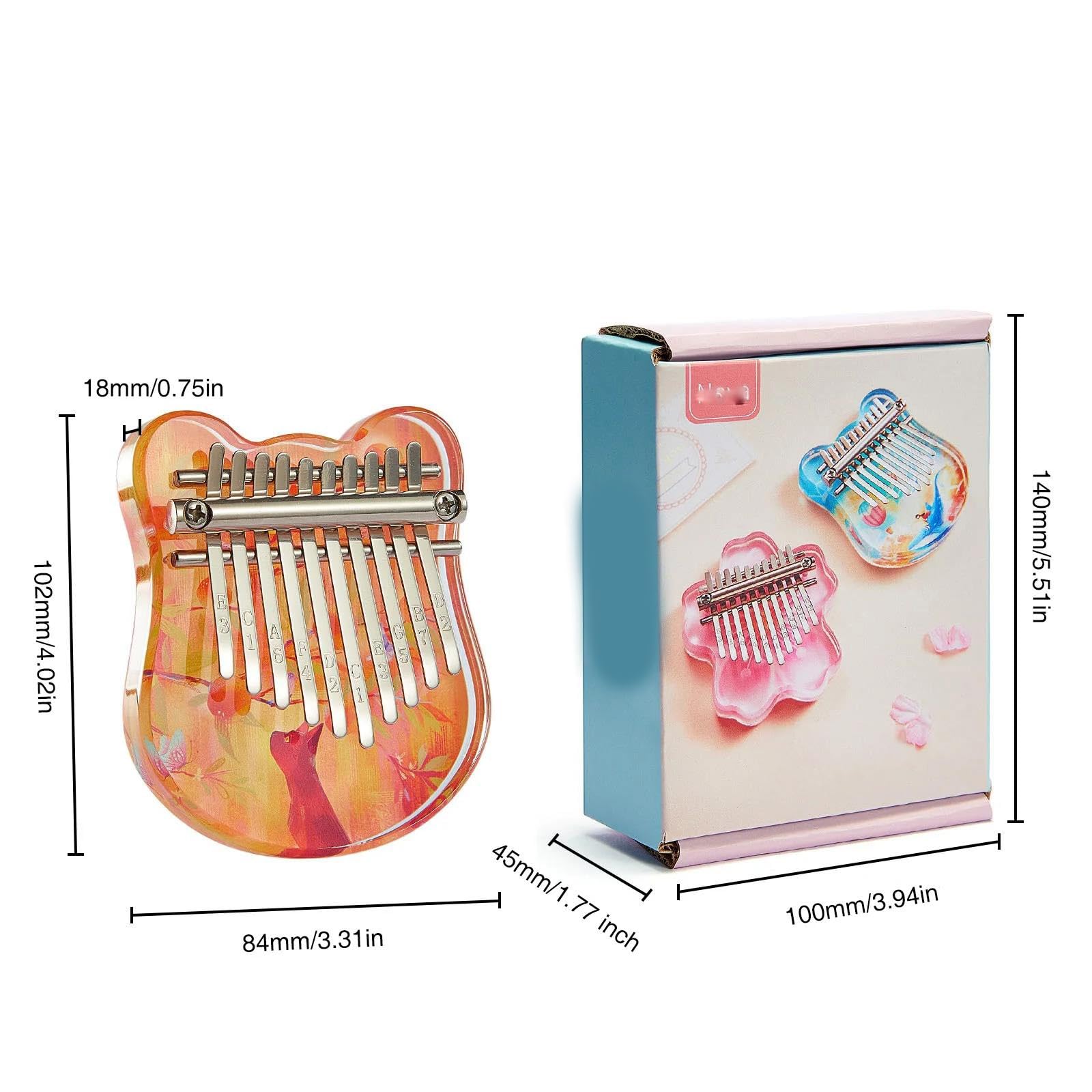 Kalimba Principiantes Kalimba De Acrílico Con 10 Teclas Transparentes Y Estuche De Transporte
