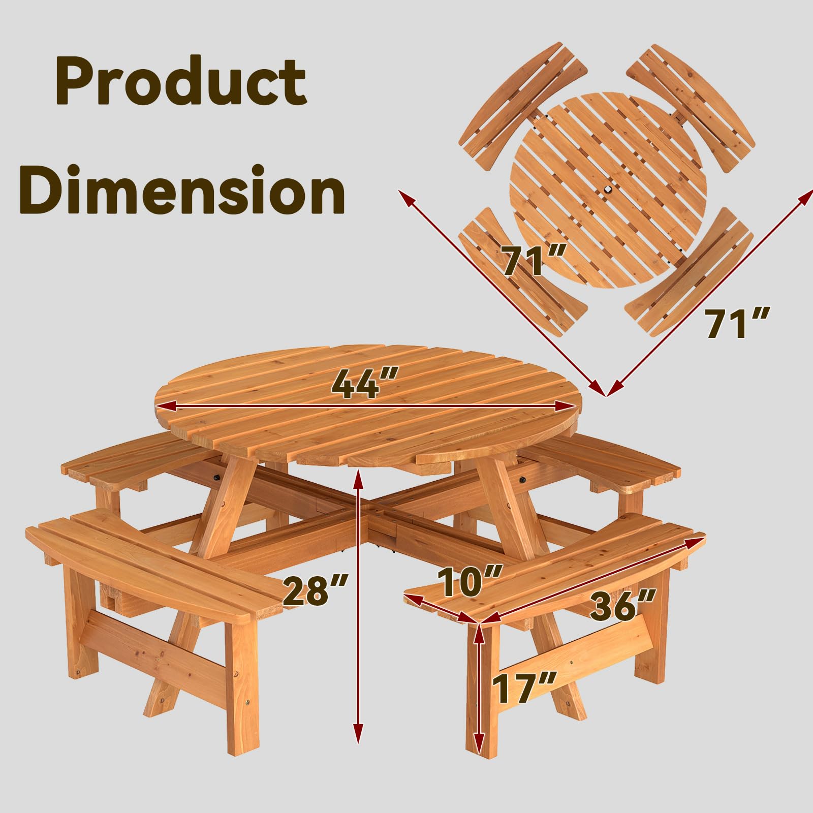 Amazon.com : HAPPYGRILL 8-Person Wood Picnic Table Bench Set