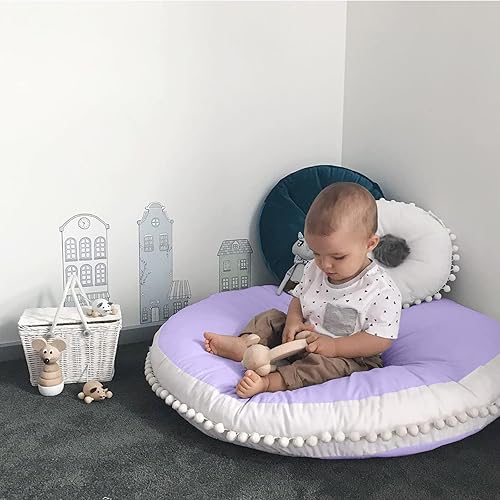 Almohada grande para el suelo para niños, cojín redondo para el suelo, almohada circular grande de 35 pulgadas, almohadas redondas de suelo para