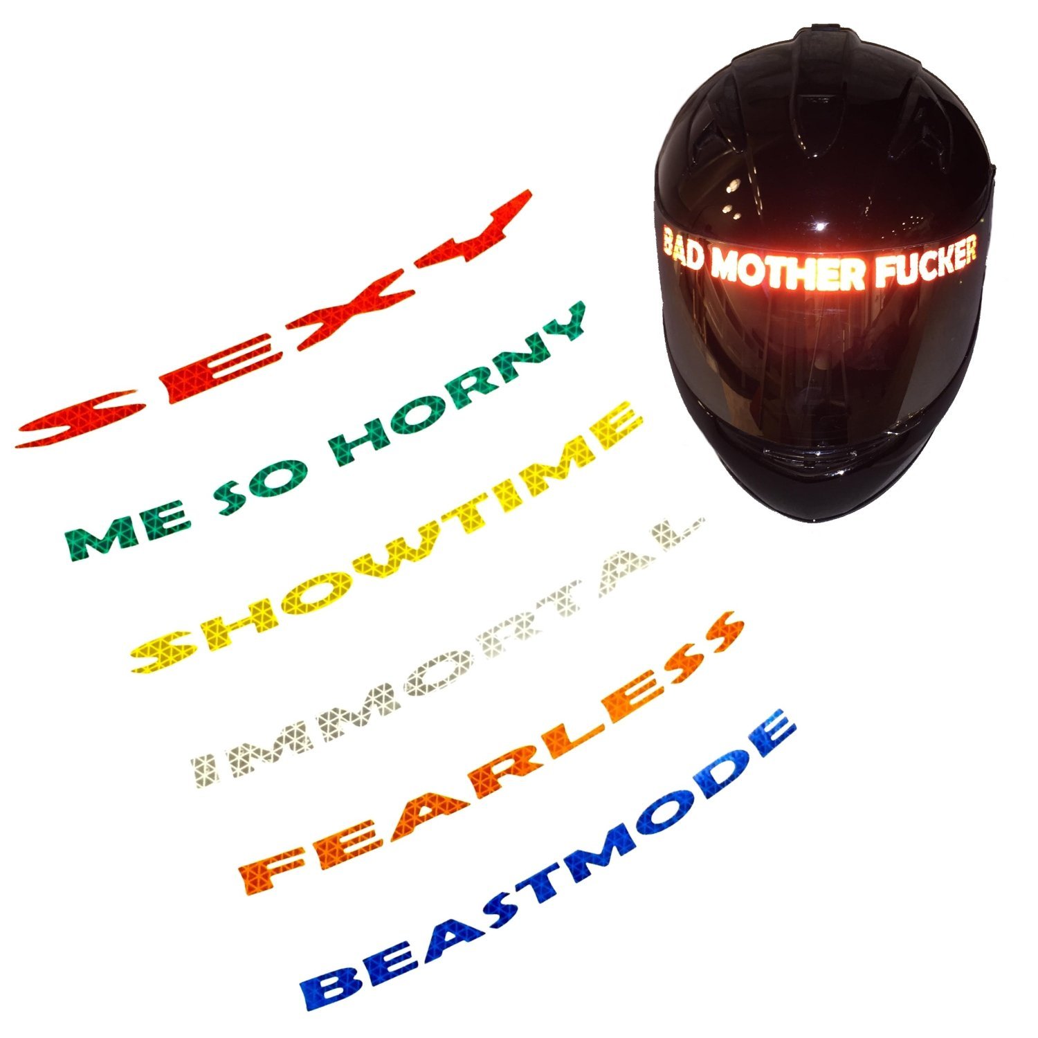 customTAYLOR33Reflective Helmet Visor Decals (Many Styles & Colors) (Sold as Pair) (FEARLESS, White/Silver/Chrome)