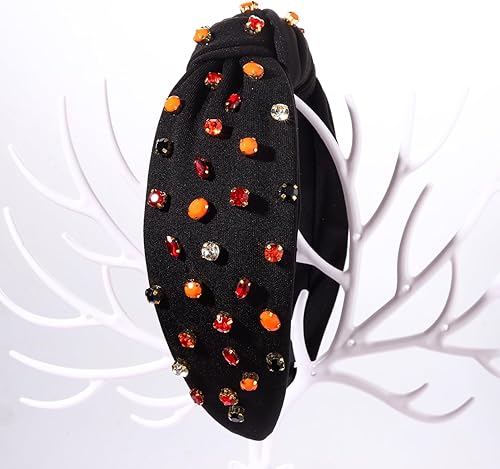 Miniatura 5 de HEIDKRUEGER Diademas anudadas de Halloween para mujer, diadema adornada de calabaza y maíz para Halloween, accesorios para el cabello