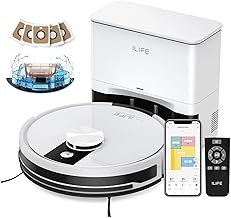 ILIFE A12 Pro Robot Aspirador y Trapeador Combo, Estación de Autovaciado durante 60 Días, Navegación LiDAR, Mapeo del hogar, Zonas No-Go, WiFi/App/Alexa/Control remoto, para suelos duros, 110V