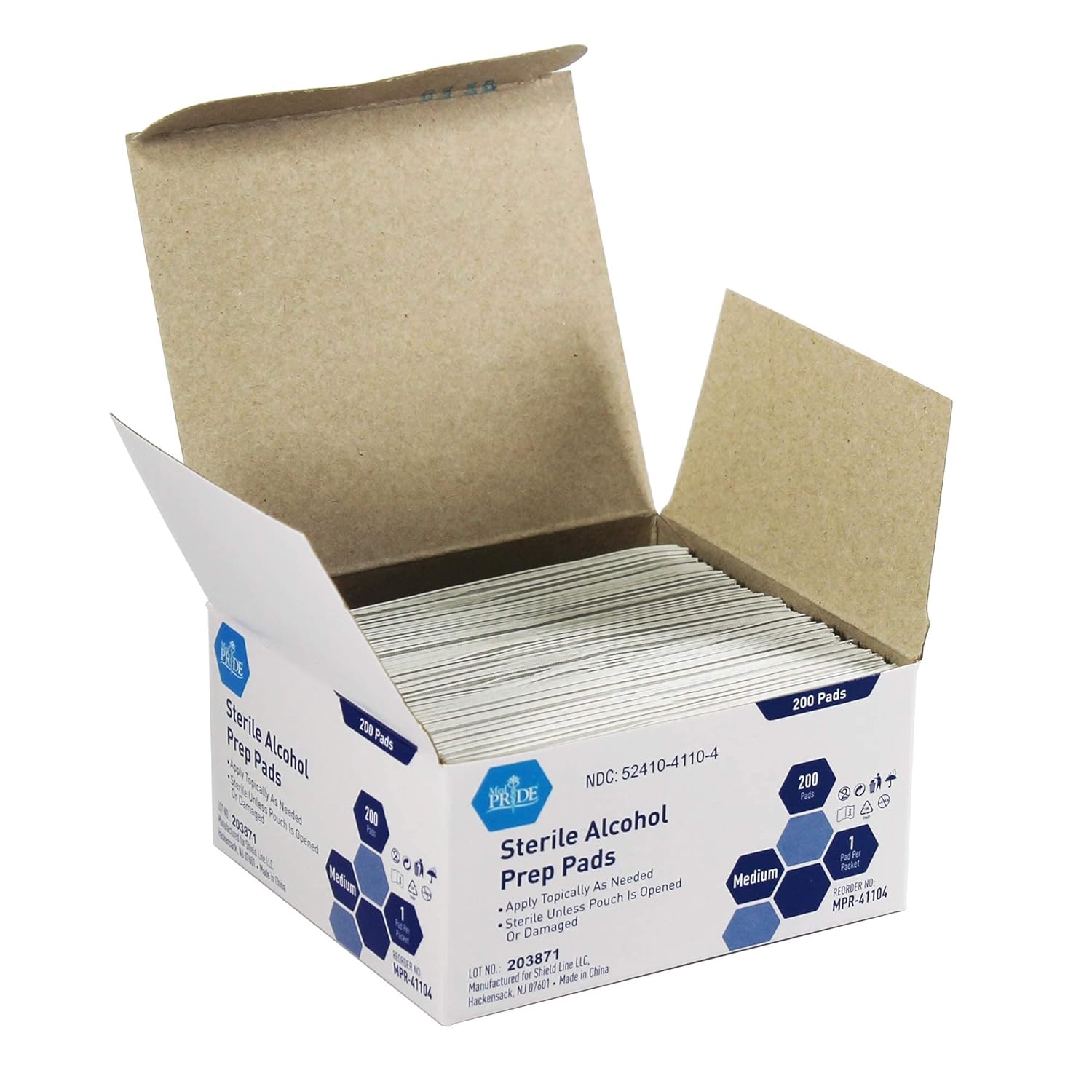 MED PRIDE Alcohol Prep Pads| 200 pack| Medical-Grade, Sterile, Individually-Wrapped, Isopropyl Cotton Swabs| Disposable, Medium Square Size, 2ply, Latex Free & Antiseptic| For Medical & First-Aid Kits : Health & Household