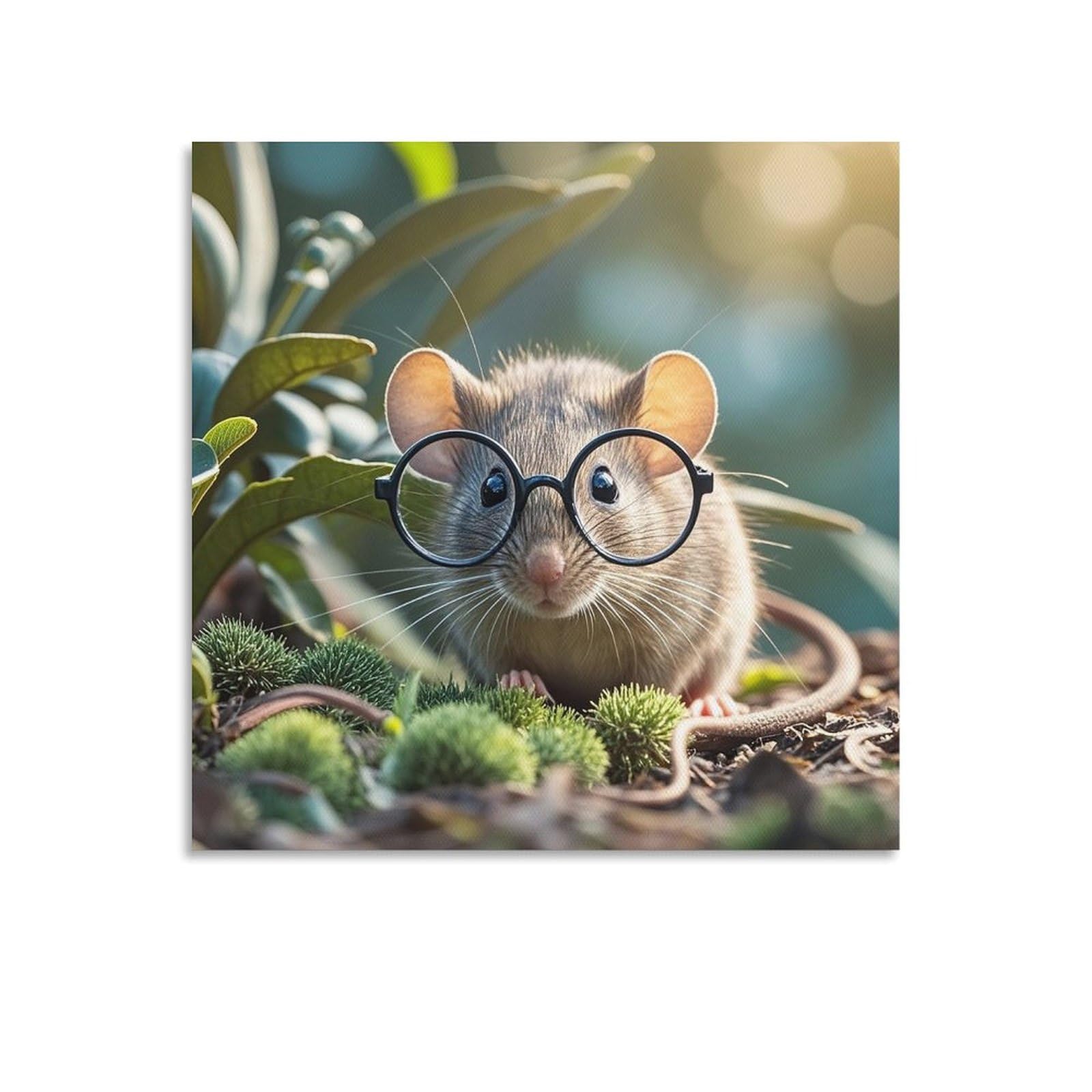 Toile murale abstraite cochon dinde lunettes tableau carré 70x70 cm