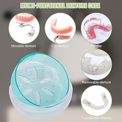 Miniatura 3 de Caja de dentadura a prueba de fugas, caja de retención dental portátil con espejo, herramienta de extracción y capa de almacenamiento adicional,