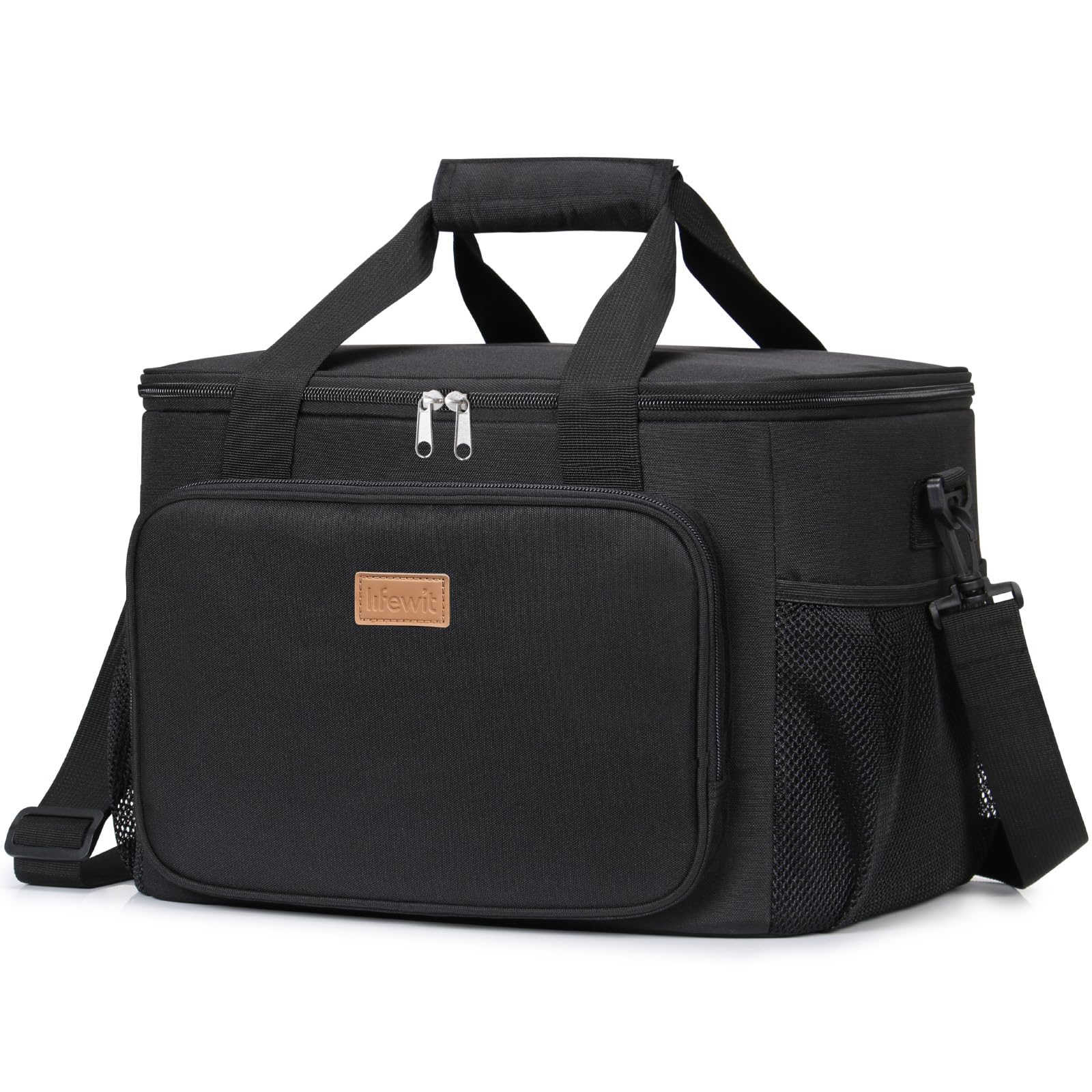 Lifewit Medium Lunch Bag Insulated Lunch Box Soft Cooler Cooling Tote for Adult Men Women, Black 48-Can (33L)