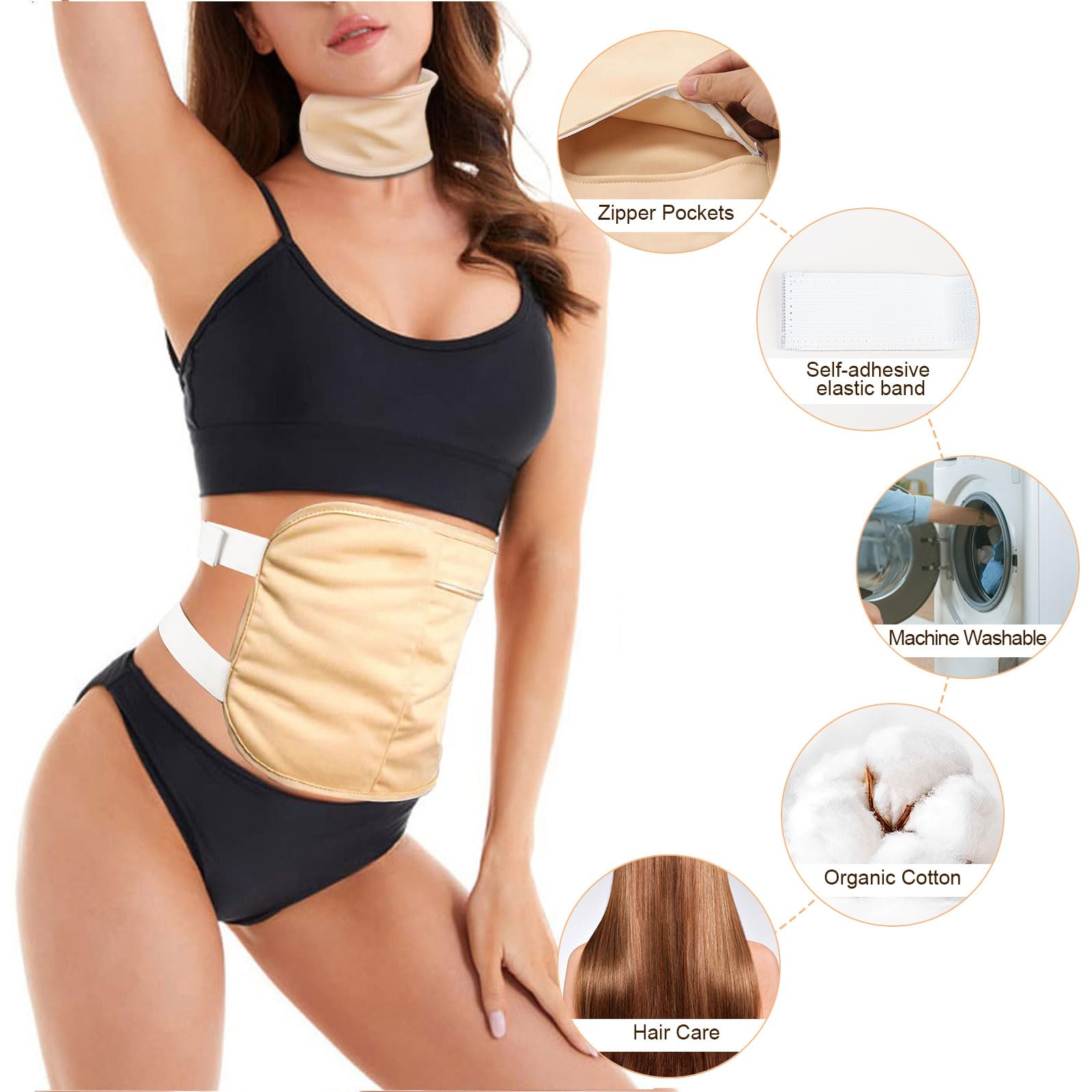 Pankousa Organic Castor Oil Pack Wrap for Neck, Waist, Knee & Abdomen - Adjustable Reusable Compress with Anti Oil Leak, Machine Washable Flannel & Less Mess Design