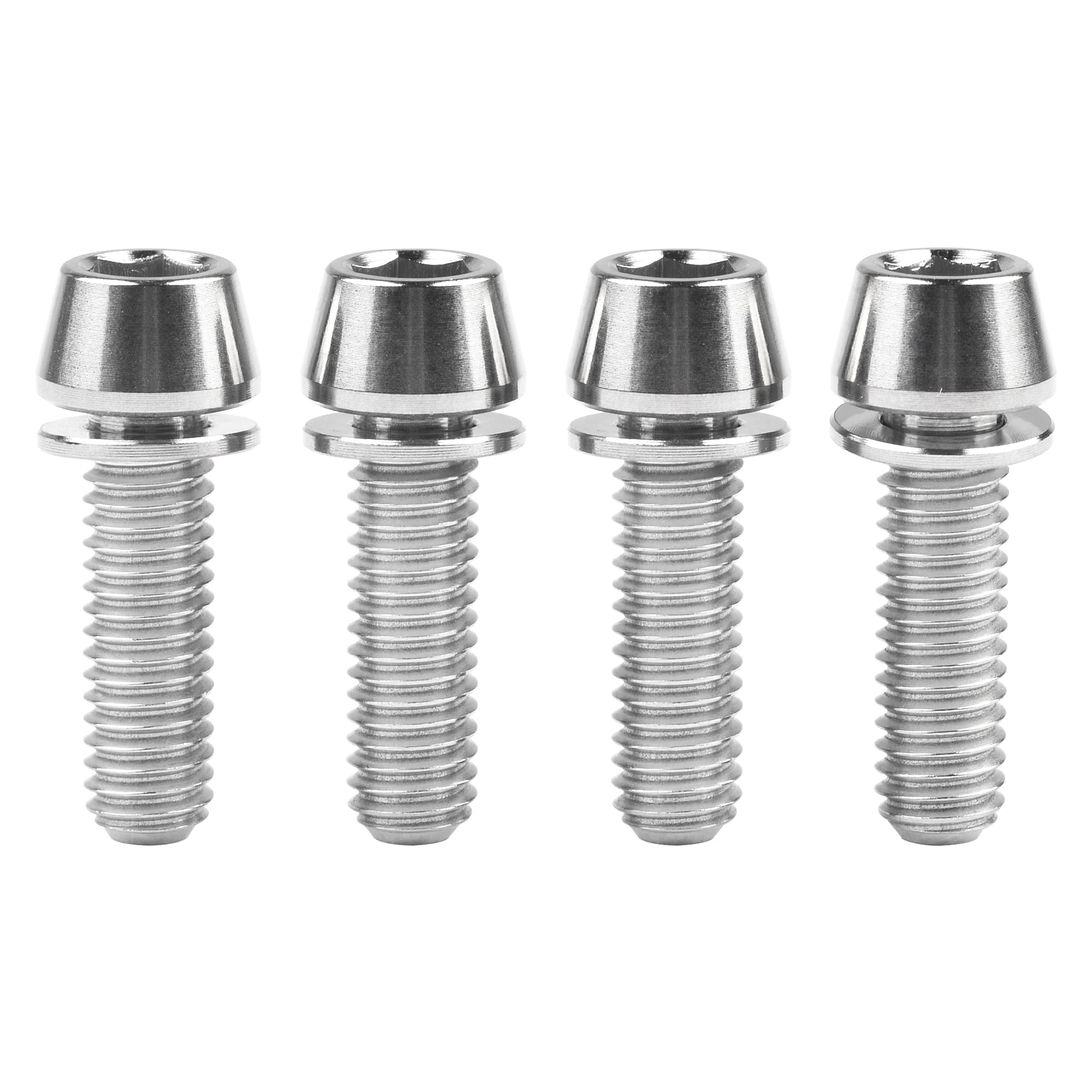Wanyifa Titanium M6 18mm Hex Tapered Head for Bicycle Crank Brake Fixed Upgrade Screw Pack of 4 (Silver)