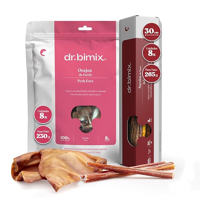 dr. bimix Nervios de Toro & Orejas de Cerdo Chuches para Perro 265g + 230g