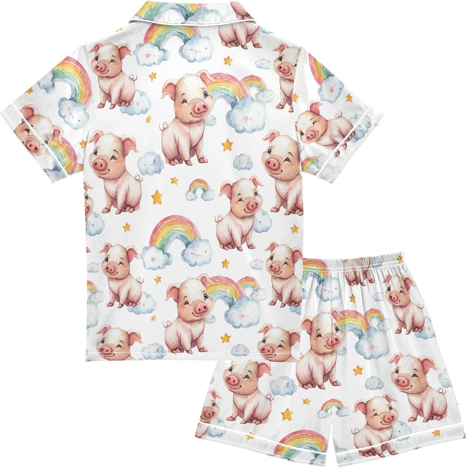 Silk Pajamas Sets Soft Satin 2 Piece Pjs Set Short Sleeve Sleepwear Nightwear