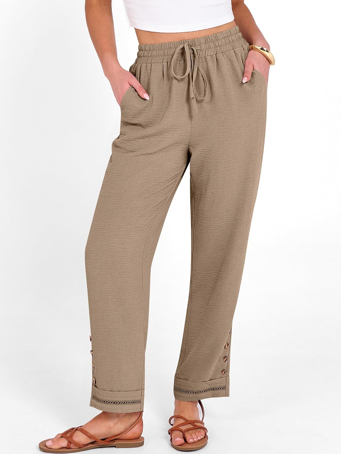 ANRABESS Womens Casual Cropped Pants Drawstring Elastic Waist 2026 Summer Loose Ankle Work Trousers with Pockets - Image 5