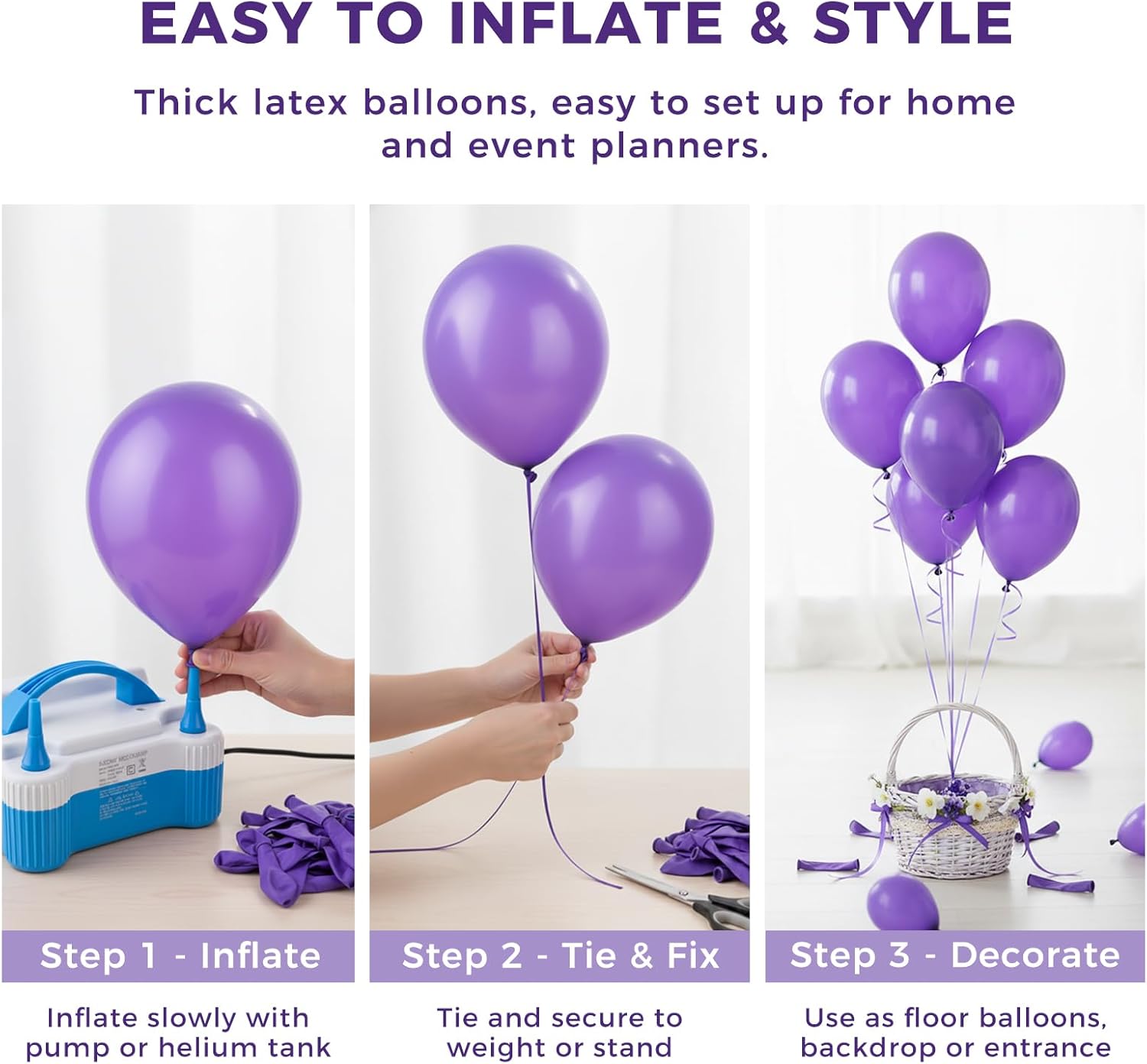 LovesTown 110PCS Purple Balloons, Dark Purple Latex Balloon for Birthday Baby Shower Graduation Engagement Anniversary Wedding Party Supplies Garland Arch Decoration,12 Inches - Image 6