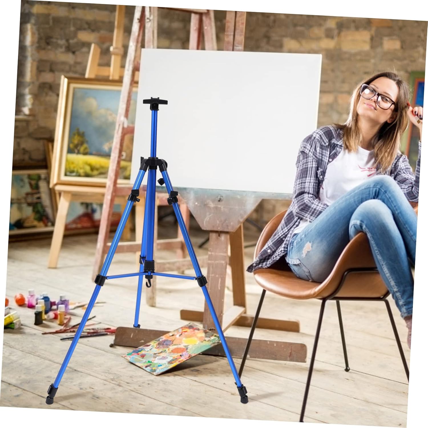 Adjustable Foldable Tripod Easel Lightweight Canvas Painting Stand for Use for Display and Easy Transportation Non- Base for Stability