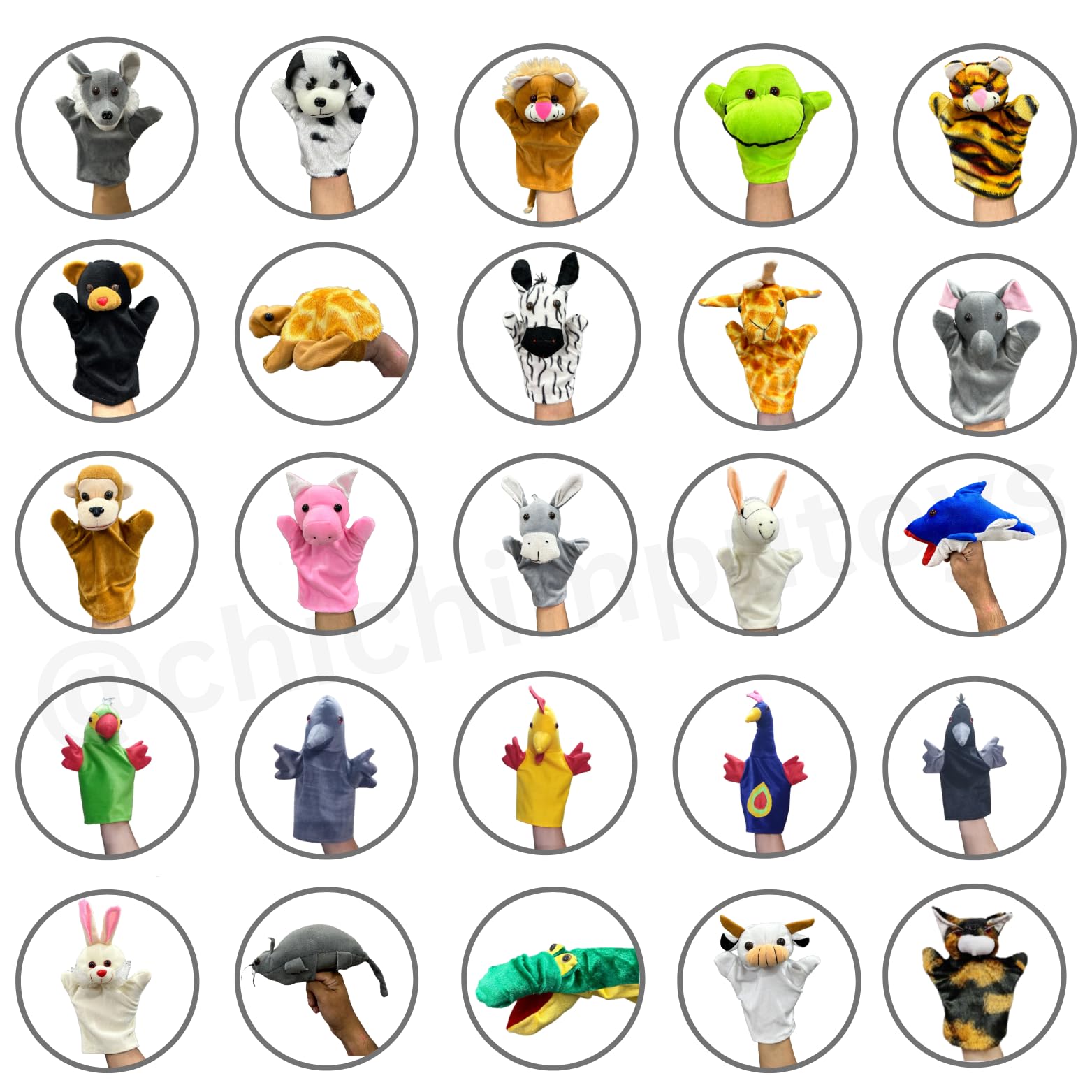 Buy Ritu Shubhman'S Creation Animal & Bird Hand Puppets (Set of 25 Pcs