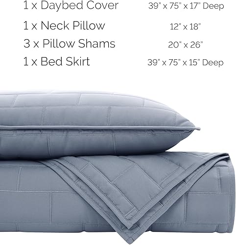 Vista 17 de Southshore Fine Living - Juego de funda acolchada de 6 piezas, diseño de hojas botánicas, color azul Hojas Botánicas Azul