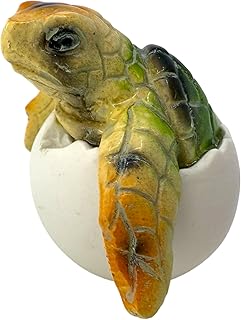 Hatching Baby Sea Turtle - Sculpture Figurine Ocean Marine Decor Baby Turtle in Egg, Green 2"