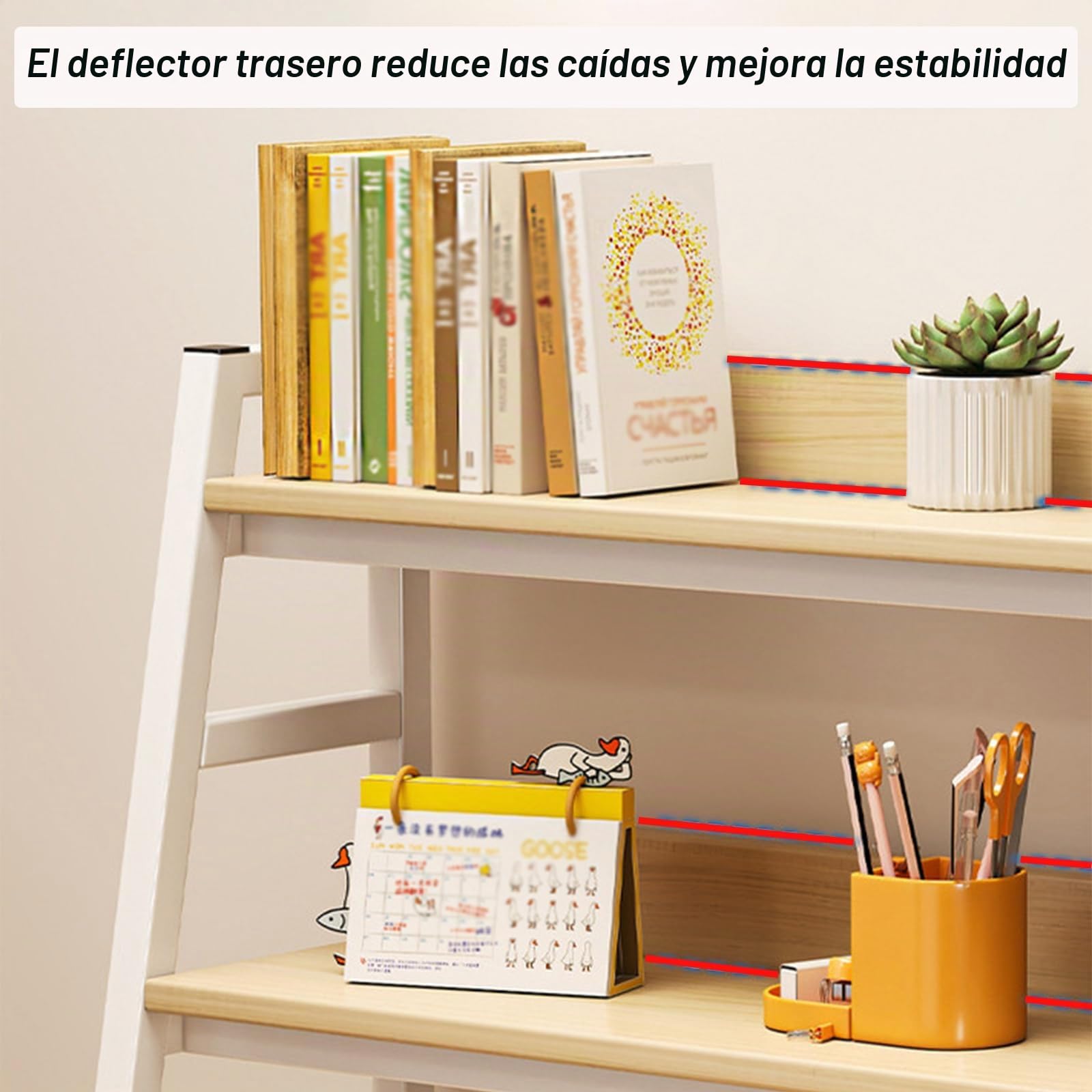 Estantería de Escritorio de Tres Capas, Estante de Almacenamiento de Escritorio de diseño Trapezoidal, estantería de Mesa de Metal Multifuncional, Dormitorio, habitación y Escritorio (95cm)