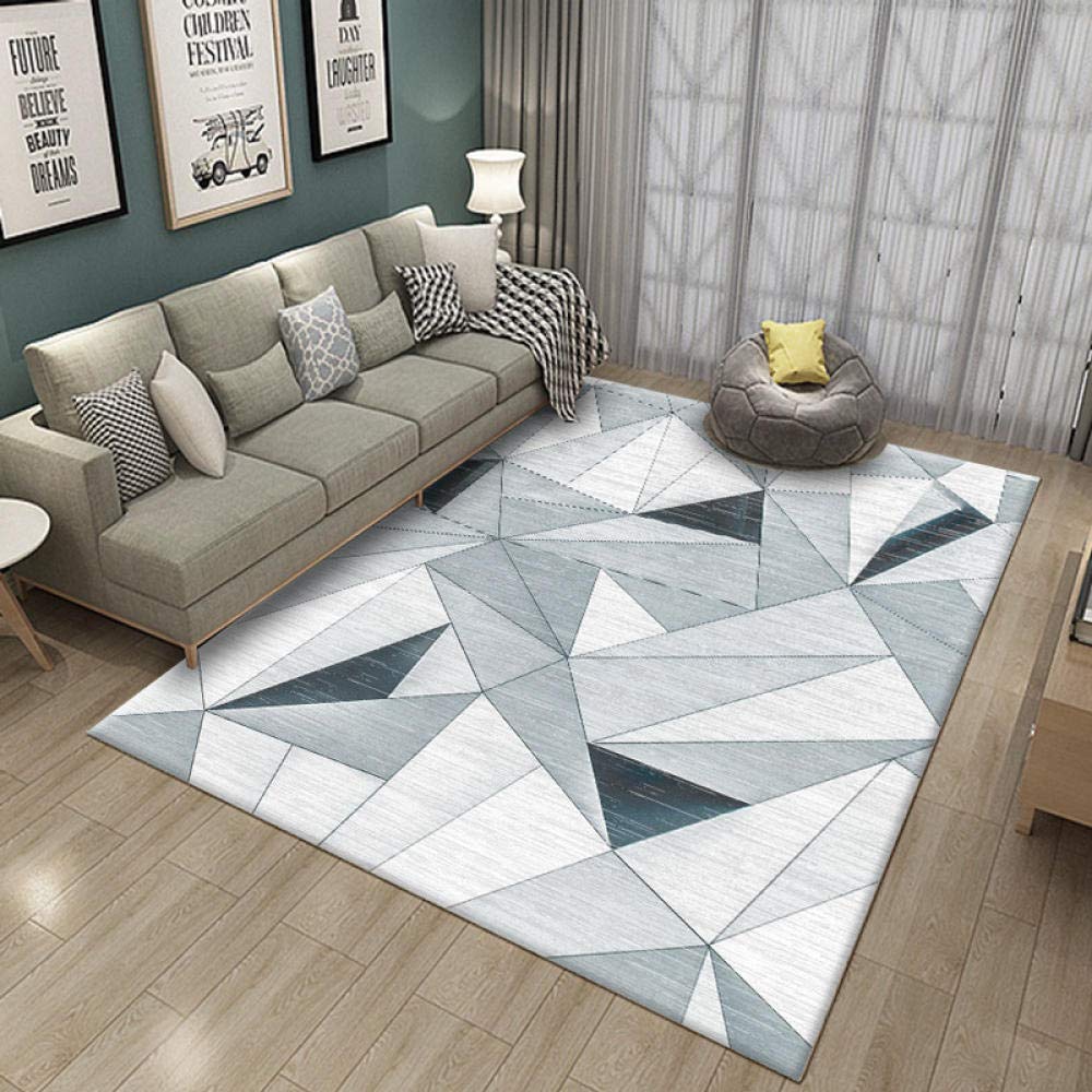 Tapis salon antidérapant moderne blanc 180x280 grand tapis mosaïque
