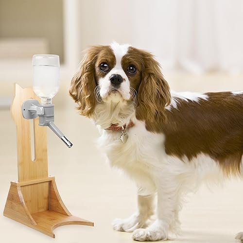 Miniatura 5 de Dispensador de agua para mascotas, para perros, gatos, madera maciza, soporte colgante para beber, diseño de altura para facilitar el cambio de agua