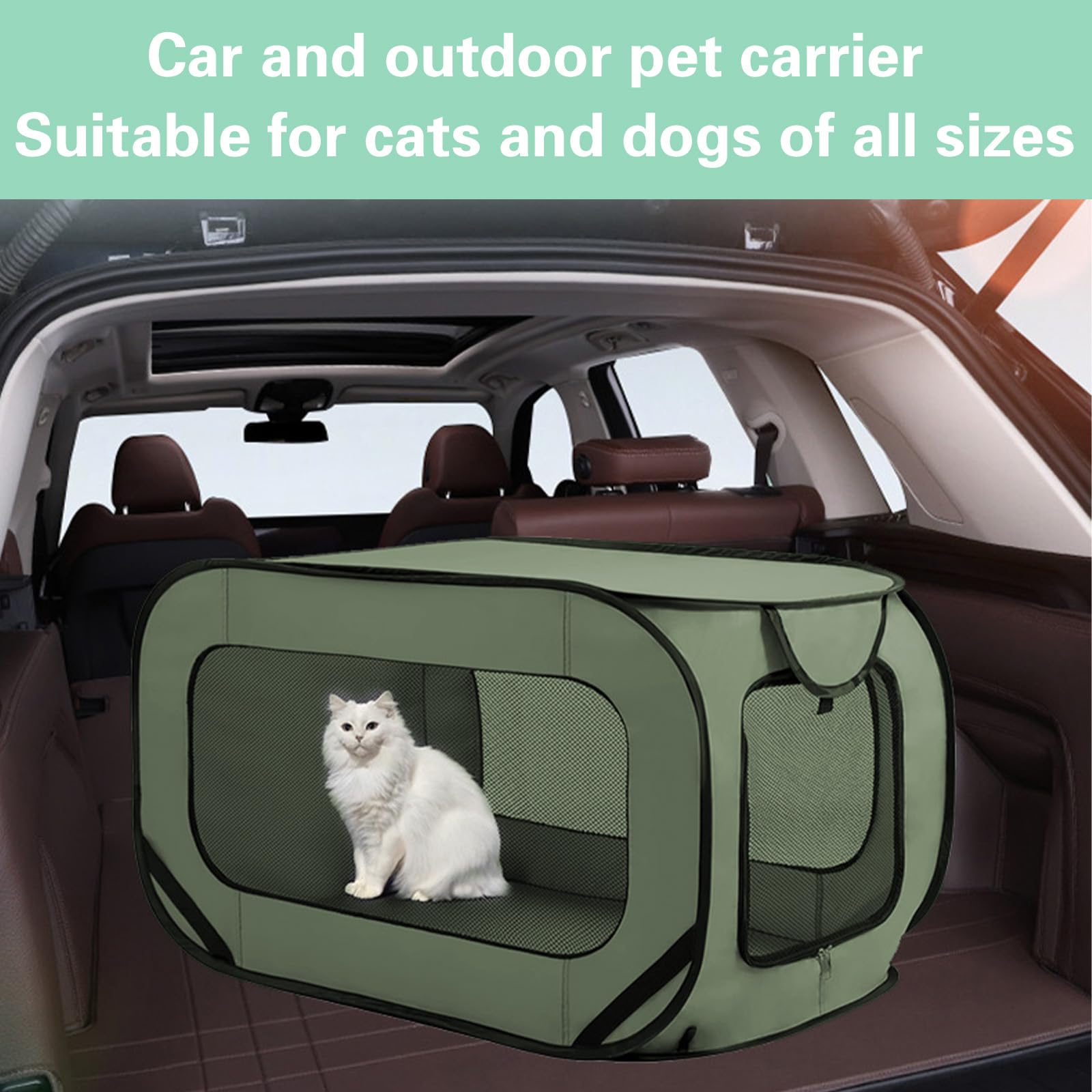 Trasportino per gatti pieghevole, 92 x 52 x 52 cm, doppia porta pop-up, in tessuto Oxford, borsa per cani e gatti fino a 29,5 kg