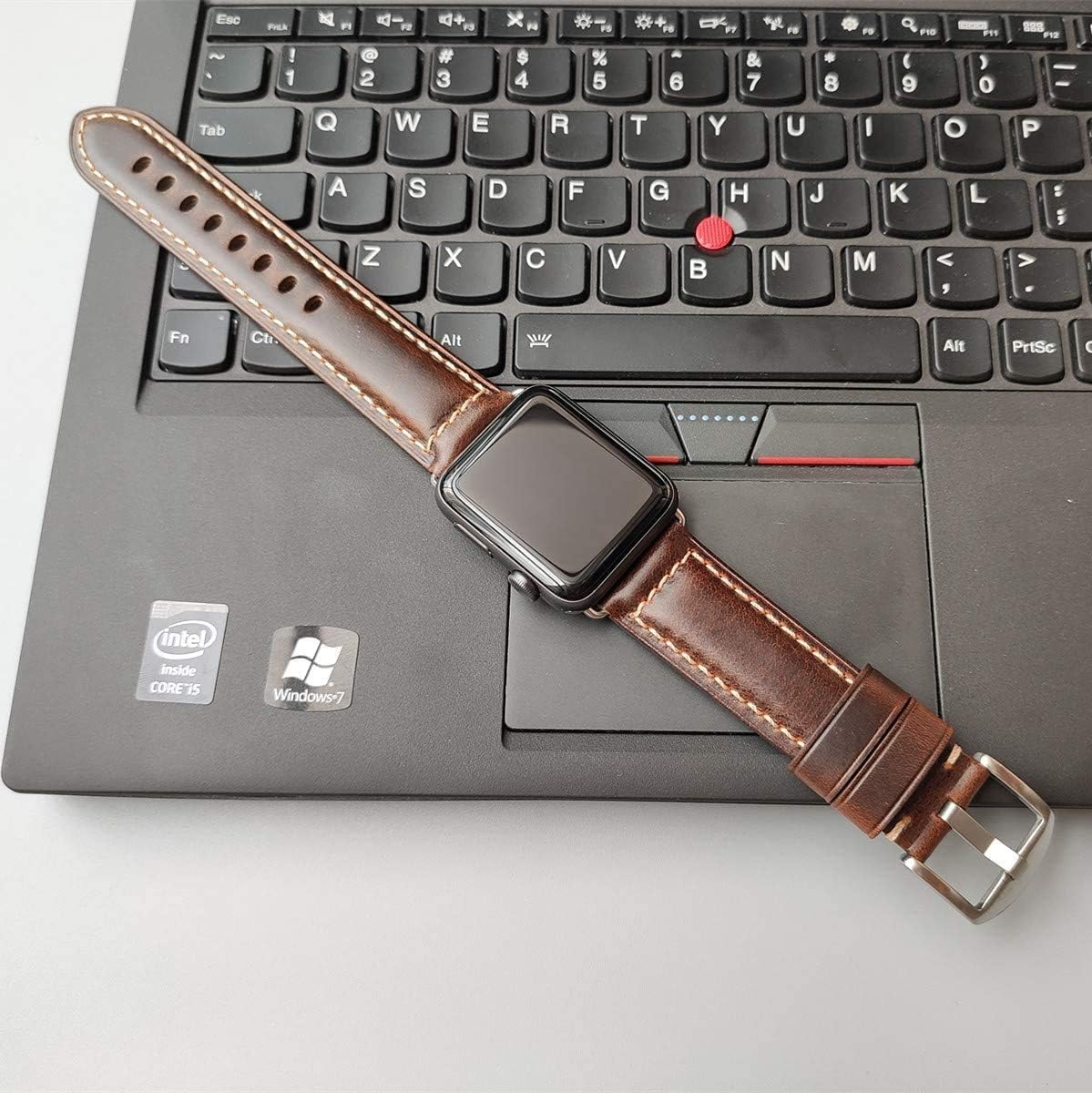 HUAFIY Compatible iWatch Band 38mm 40mm 41mm42mm, Top Grain Leather Band Replacement Strap iWatch Series 11/10/9/8/7/6/5/4/ 3/2,1,Sport, Ultra 3 2 1 (Retro Coffee+silver Buckle, 38mm 40mm41mm) - Image 4