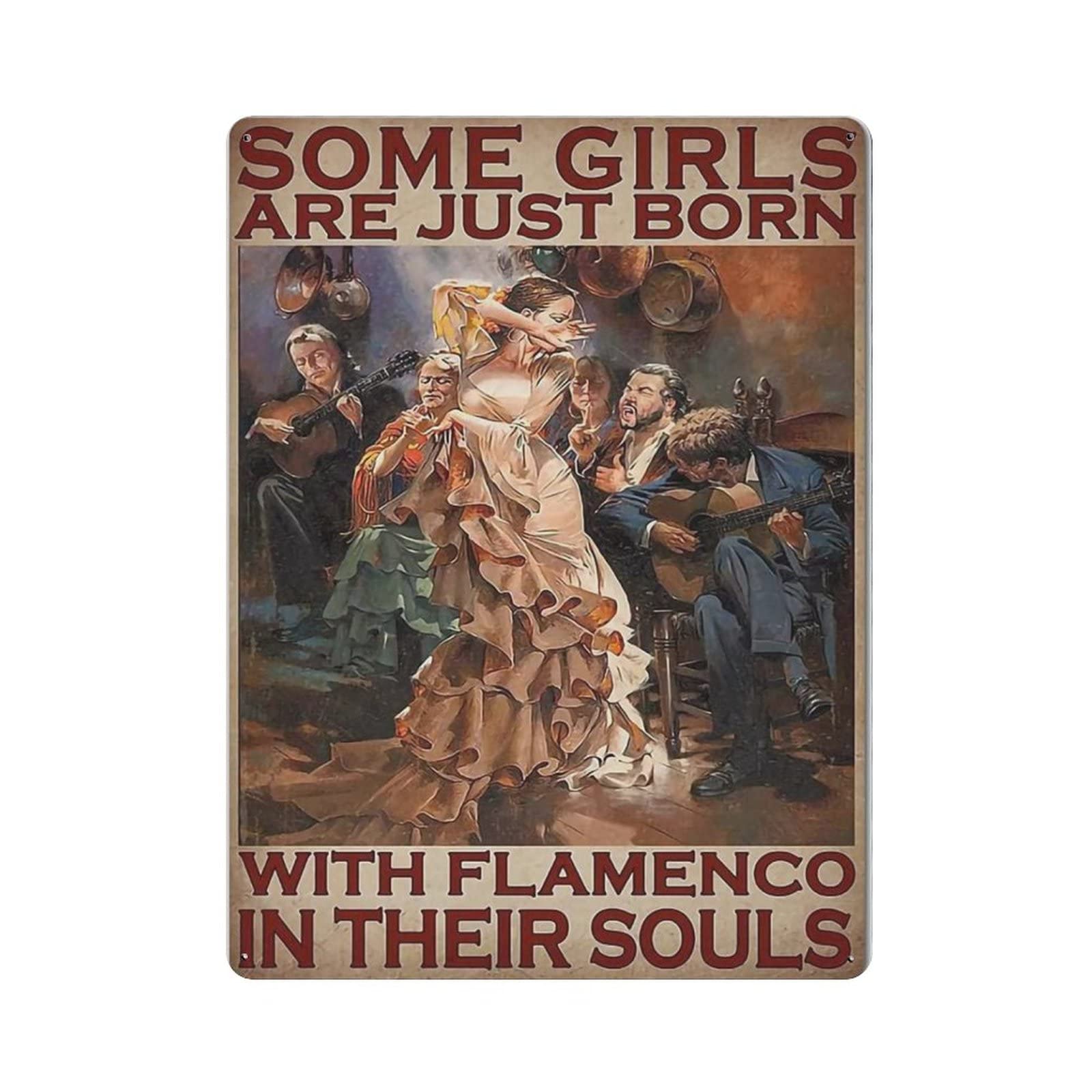 AOOEDM With Flamenco In Their Souls Metal Signs for Garage Man Cave Bar Kitchen Coffee Tin Sign Nostalgic Wall Decor Signs Vintage Retro Poster