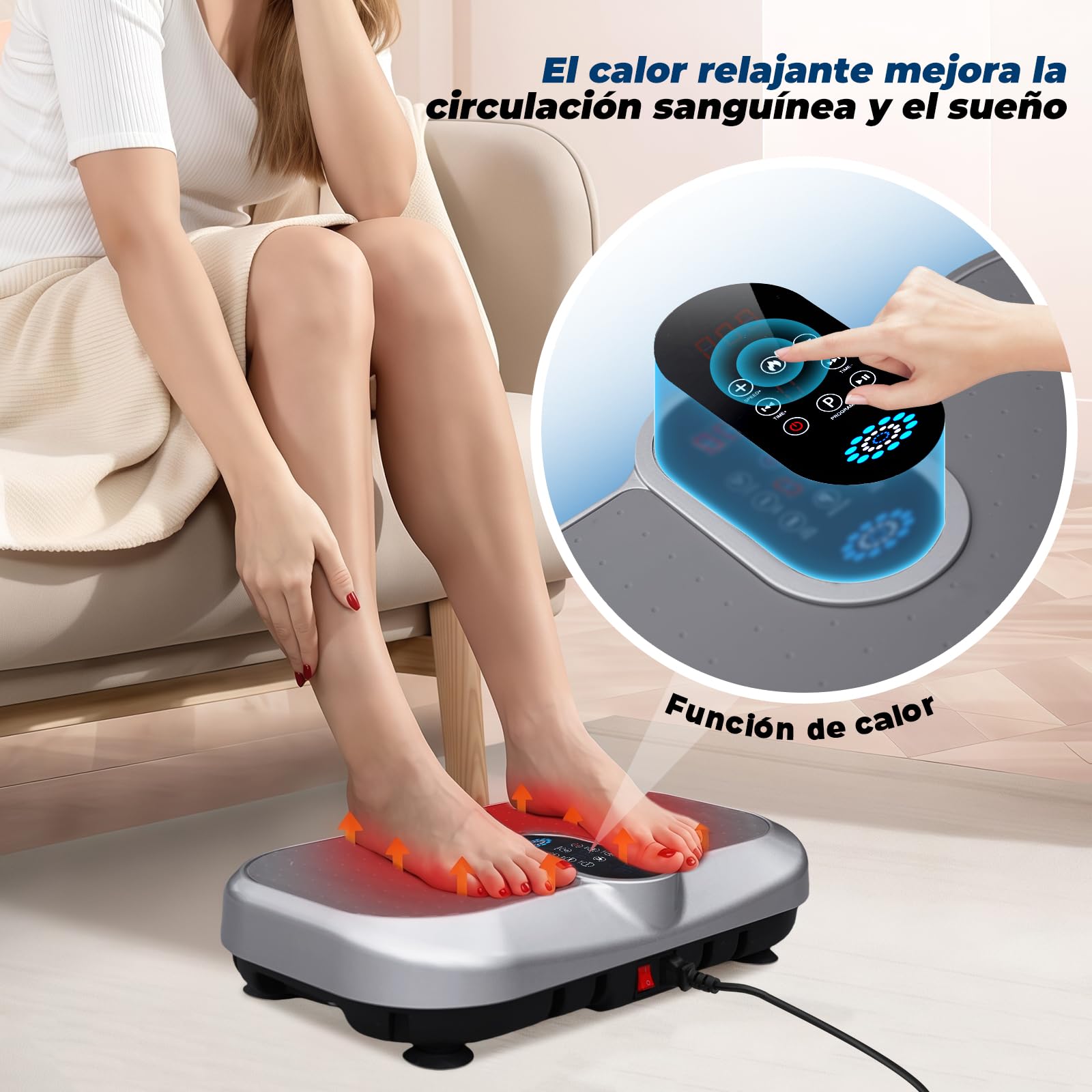 Plataforma Vibratoria 150KG, 120 Niveles de Vibración, 9 Programas de Entrenamiento Automáticos, Altavoz Bluetooth, Plataforma Vibración Muscular con Control Remoto y Banda de Resistencia