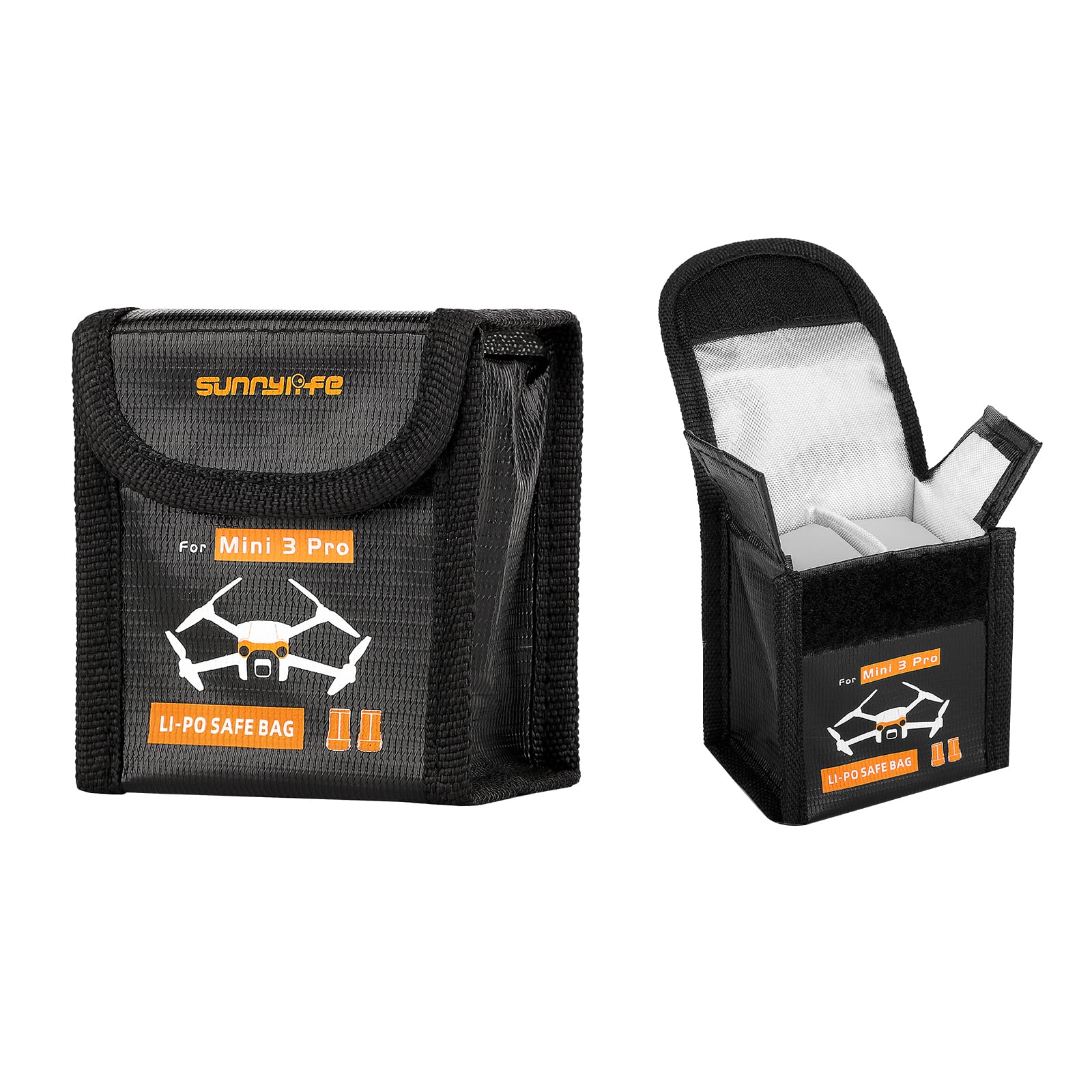 Sinyutia Lipo Battery Safe Bag Fireproof Safety Charging Storage Bag For DJI Mini 5/4/3 Pro Drone Accessories (Medium - for 2pcs batteries)