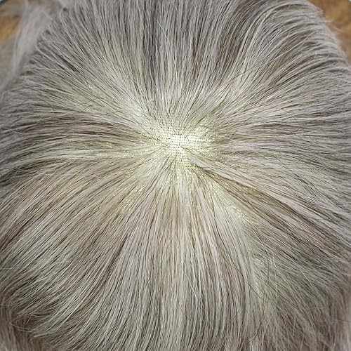 Miniatura 5 de Tupé para hombres, piezas de cabello suave suizo de encaje humano real, sistema de unidades de cabello para hombres, nudo blanqueado, tupé para