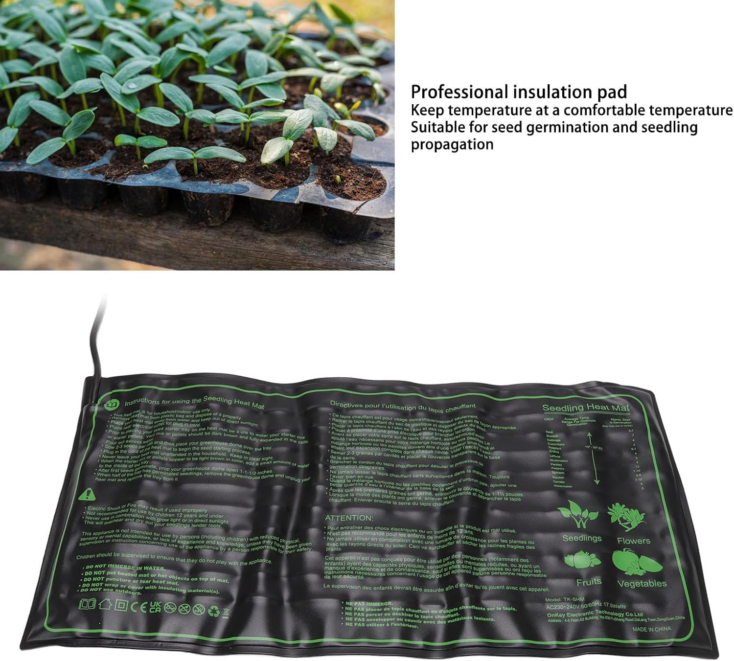 2Pcs Waterproof Seedling Heat Mat, 19.7 X 10in Plant Seed Germination Growth Constant Temperature Pad, Warm Hydroponic Heating Pad for Indoor Home Gardening, Greenhouse(110V-US)