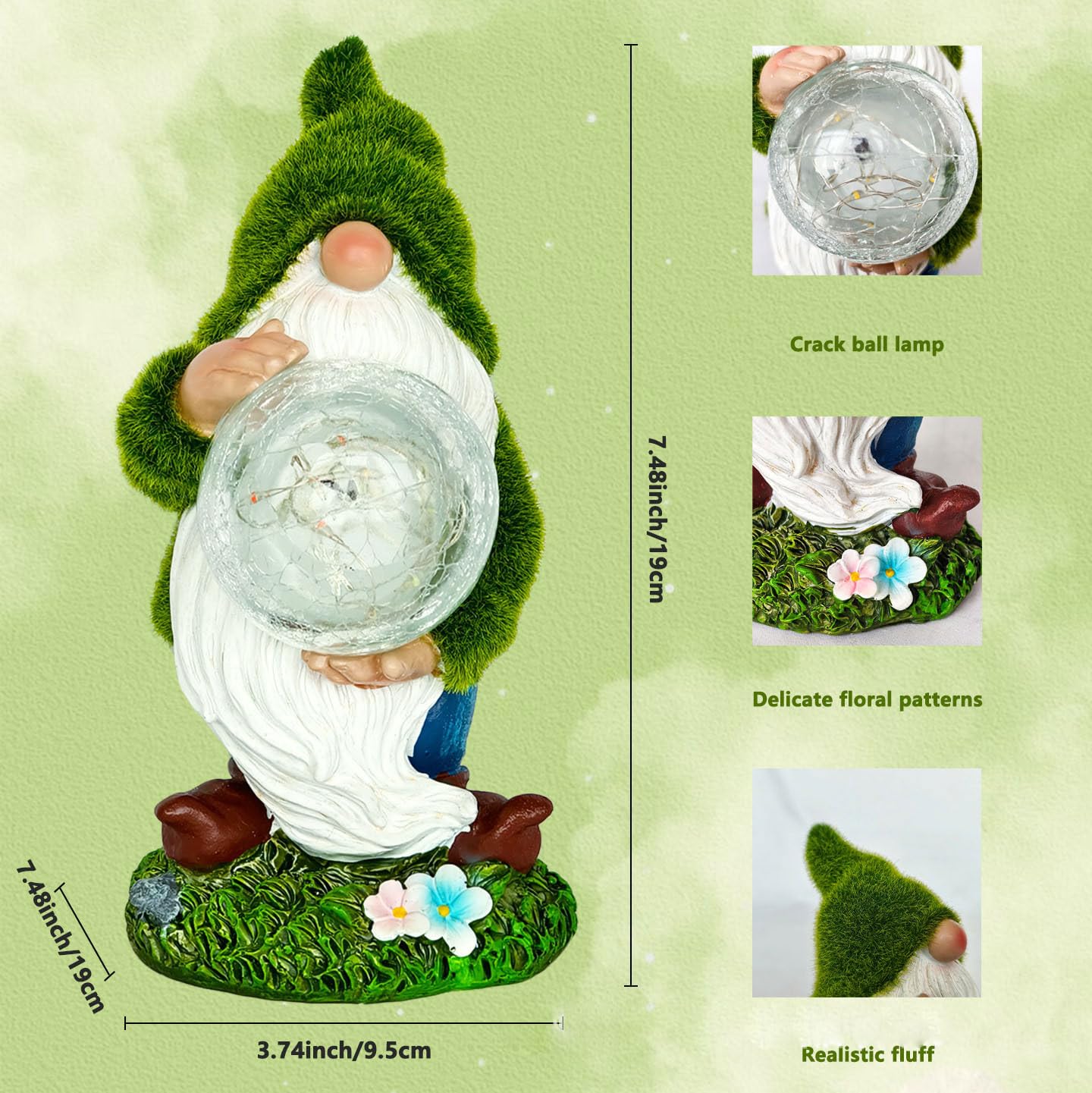Statua di gnomi da giardino con luci solari, sculture decorative per cortile, luci per esterni, resistente alle intemperie, statua decorativa per prato per patio, decorazioni da giardino, regali unici