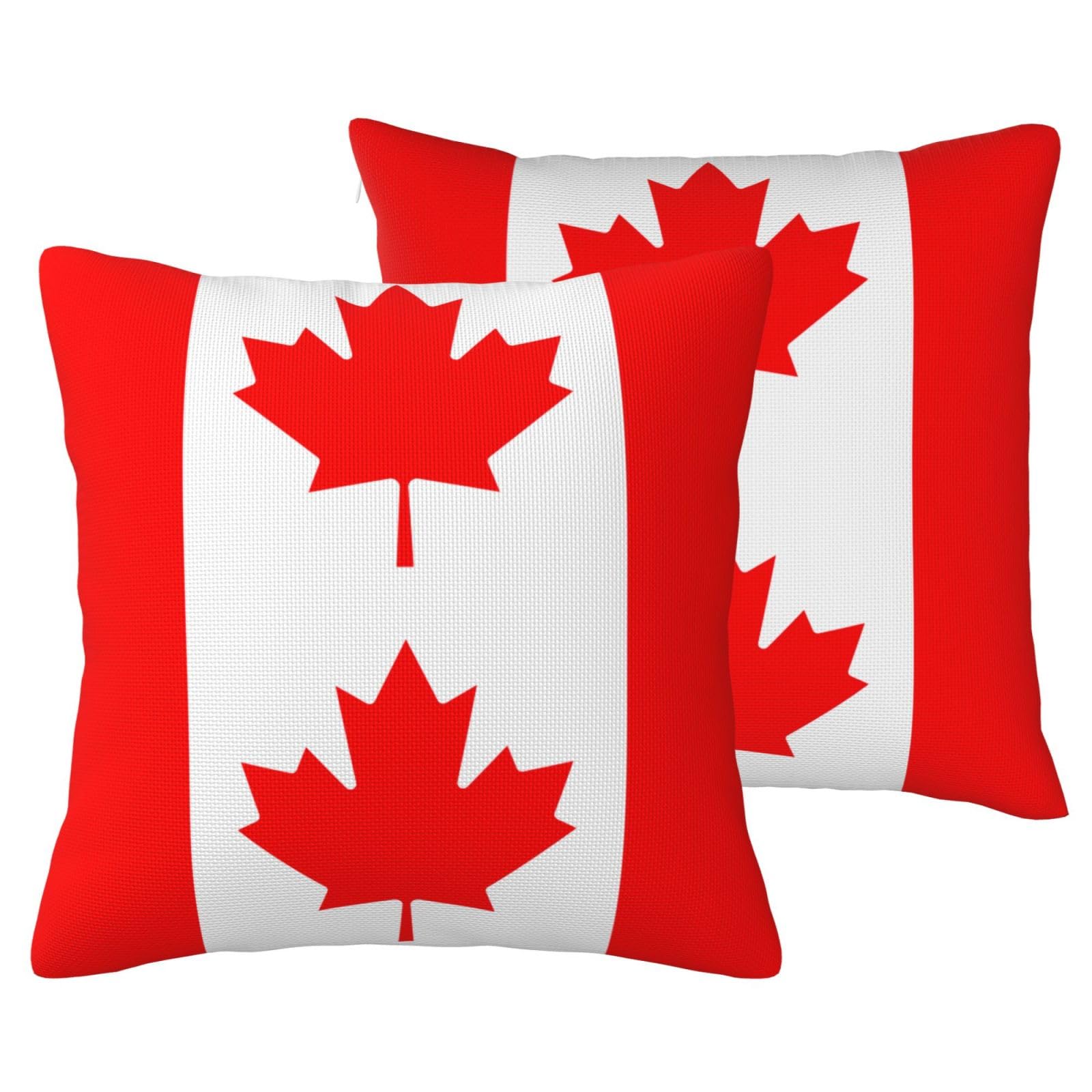 Housses de coussin lin drapeau canadien : lot de 2 textiles lavables pour rénover votre canapé