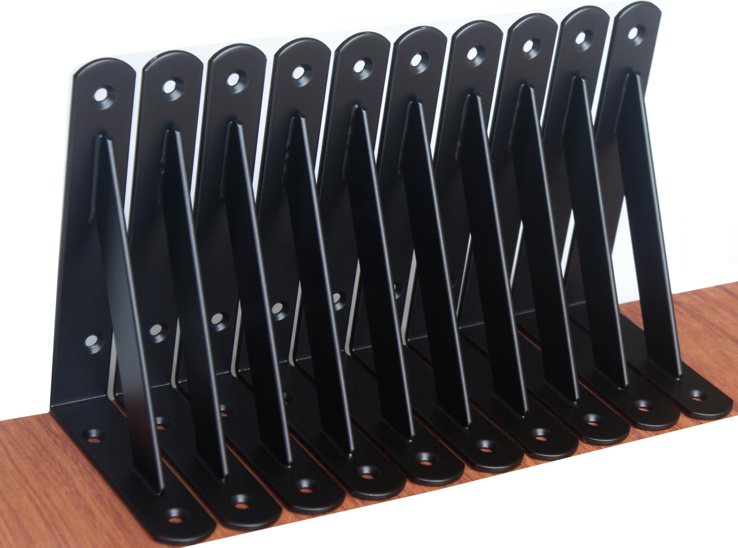 12 Pack L6 x H 4" Black Heavy Duty Shelf Brackets with Screws Metal Shelf Brackets Shelf Support Angle Brackets for Shelves L Brackets Heavy Duty Floating Shelf