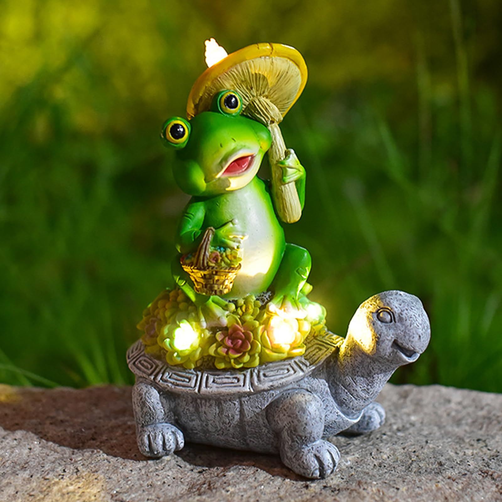 DAZZTIME Figuras Jardin Exterior,Figuras Decorativas para el Jardín,Decoración de Jardín para Exteriores,con Luces Led,Estatua de Jardín,Estatuas de Arte con Energía Solar para el Patio.