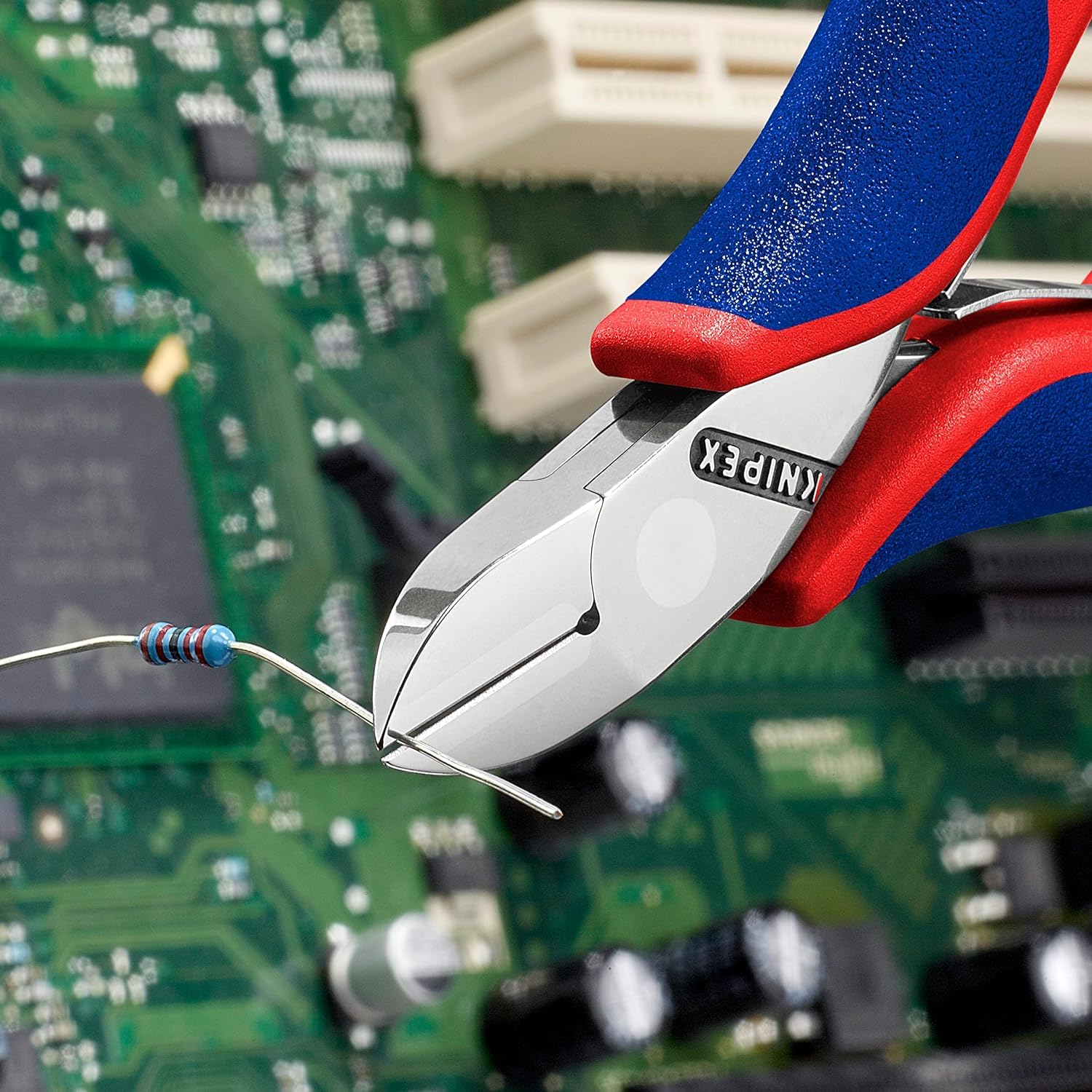 Knipex Pince coupante de côté pour l'électronique avec charnière entrepassée avec poignées multimatières 115 mm, 77 02 115