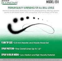 Vista 4 de Master Airbrush Juego de aerógrafo modelo E91 Master Single-Action de mezcla externa de sifón de alimentación con punta de 0.031 in y entrada
