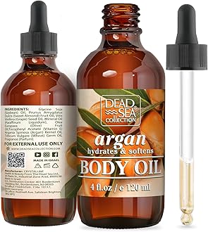 Body Oil with Argan - Dry Skin Moisturizer and Hydrating Massage - Nourishing Bath Oil - Increase Skin Elasticity and Provide Anti-Aging Support for Face and Body (4 fl.oz)