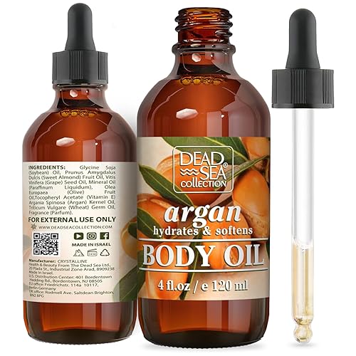 Dead Sea Collection Aceite corporal con argán, hidratante para piel seca y masaje hidratante, aceite de baño nutritivo, aumenta la elasticidad de la