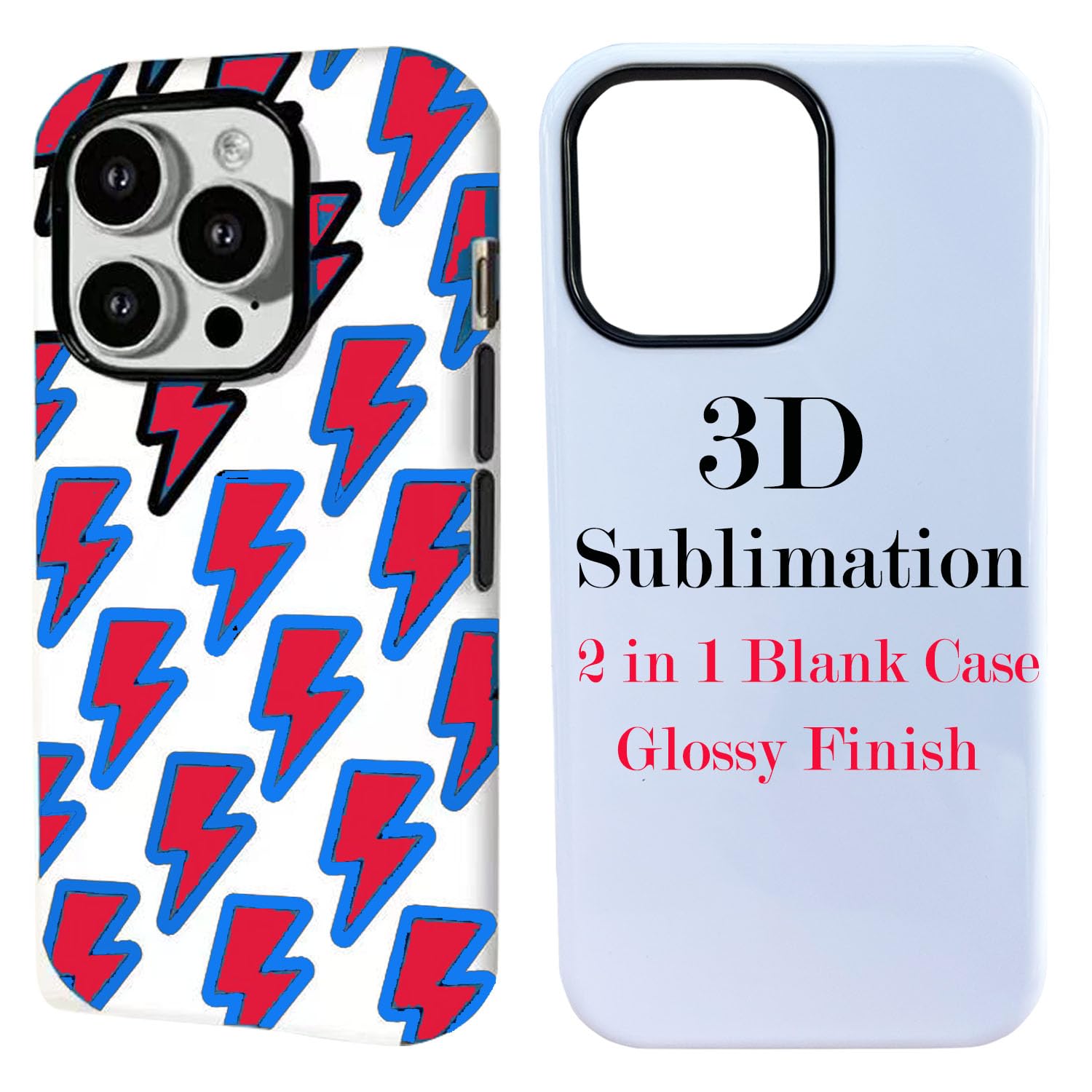 JUSTRY 5PCS 3D 2 in 1 Sublimation Film Phone Case for iPhone 14 Pro Max, 6.7-Inch Blank 3D Coated DIY Customizable Film Cases, Easy to Sublimate Bulk