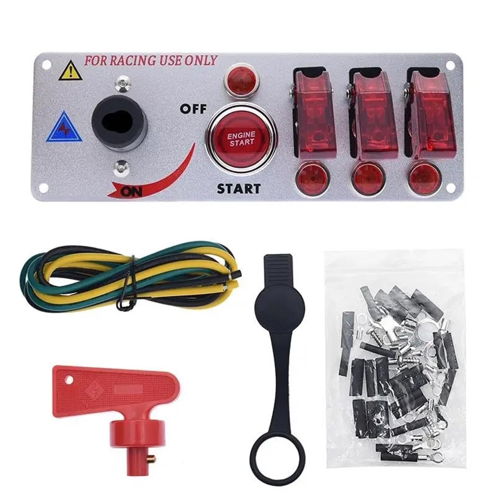 Pulsador Momentáneo‌ Panel de interruptores de encendido LED para coche, 2/4 palancas, apto para motor de coche de carreras, botón pulsador de arranque de 12 V.