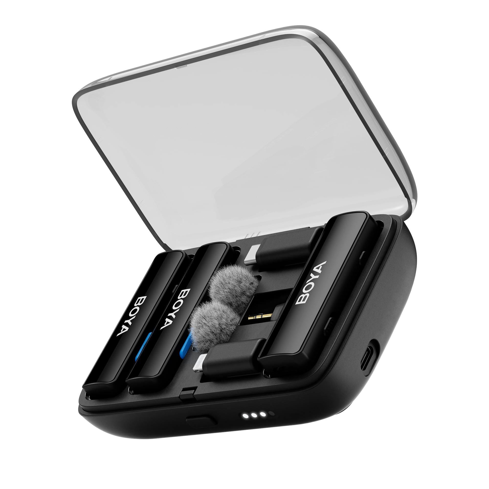 BOYA Micrófonos inalámbricos Lavalier para cámaras DSLR Android iPhone 15 tipo C Smartphone Cancelación de ruido, batería de 10 horas, micrófono de solapa con clip para transmisión en vivo, grabación