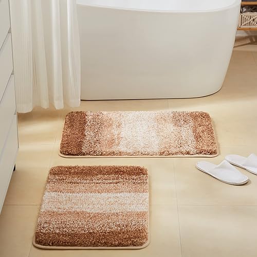 Miniatura 9 de TECHMILLY Tapetes de baño súper suaves, peludos y absorbentes, de microfibra gruesa, antideslizante, de secado rápido, lavables a máquina, para