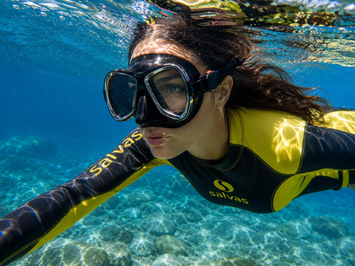 Salvas Sub Maschera Phoenix in Silicone Nero- Premium Maschera Subacquea Doppia Lente per Visibilità Ottimale e Sicurezza Durante le Immersioni - Maschera Professionale Snorkeling Fibbie Regolabili
